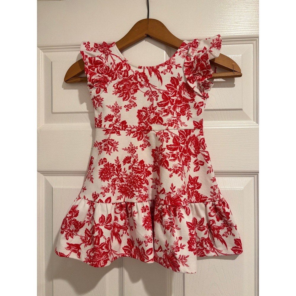 NWT‎ Janie and Jack Red Floral Toile Ruffle Dress Lunar New Year 2023 Size 2T
